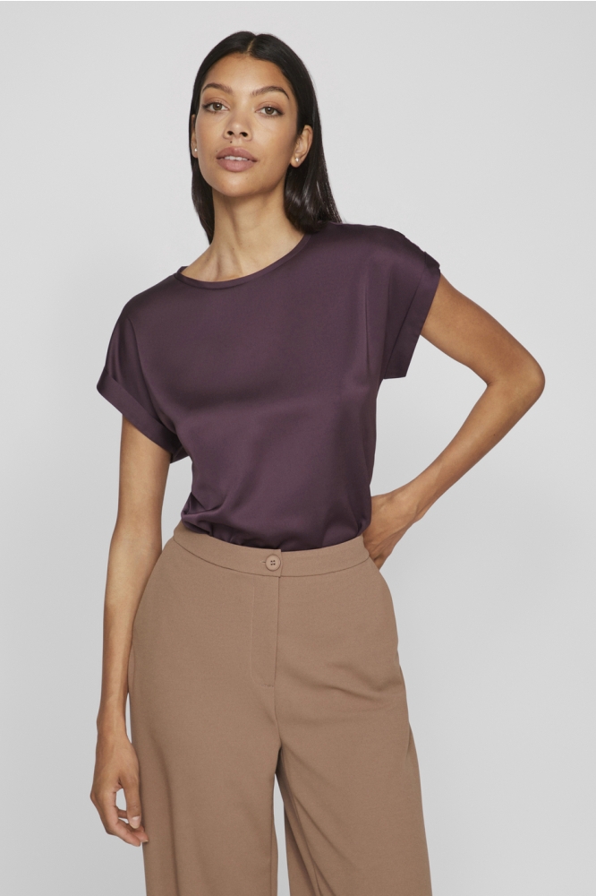 VIELLETTE S/S SATIN TOP - NOOS 14059563 PLUM PERFECT